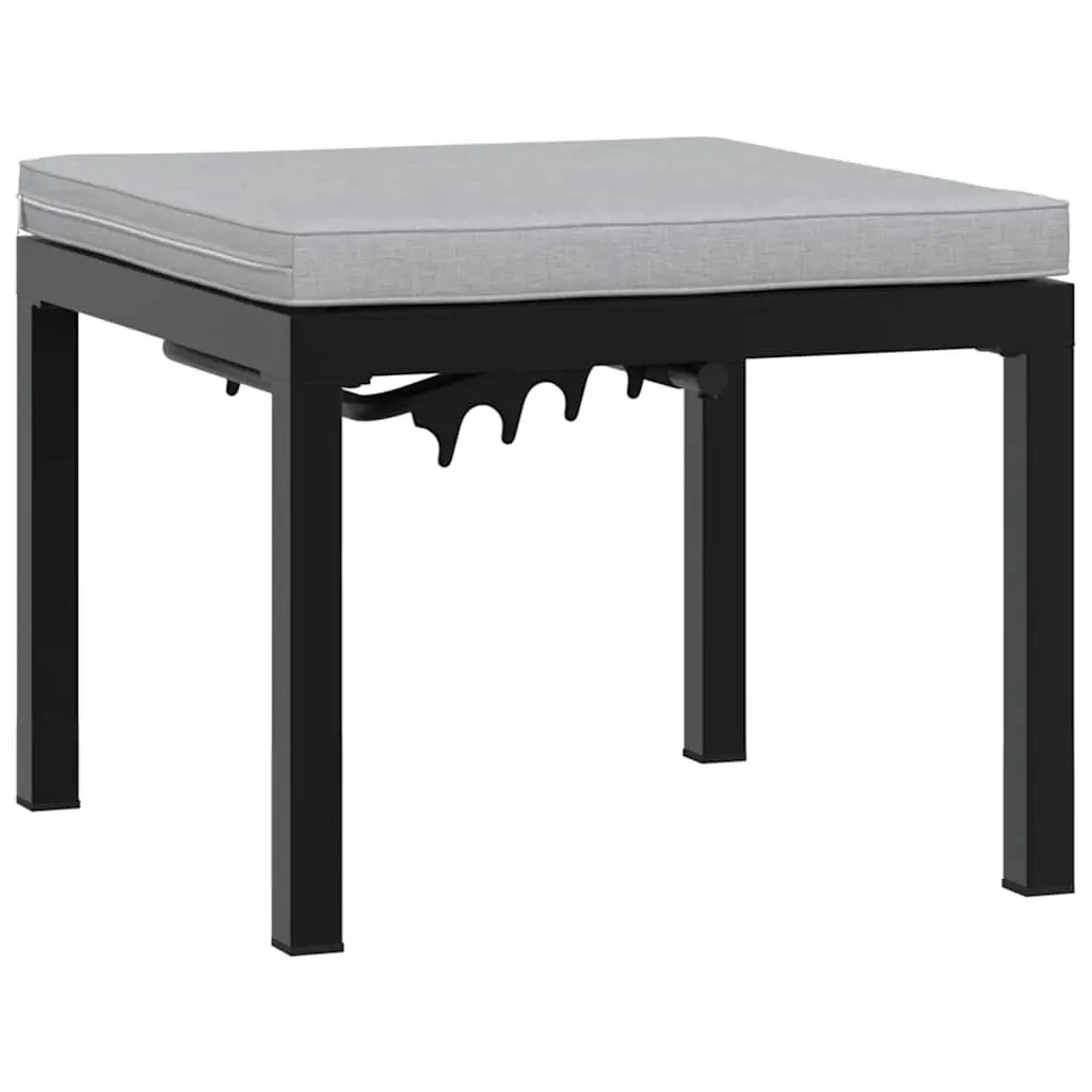 Garden Bench Set Powder-coated Steel Frame 3 Piece Outdoor Furniture Black