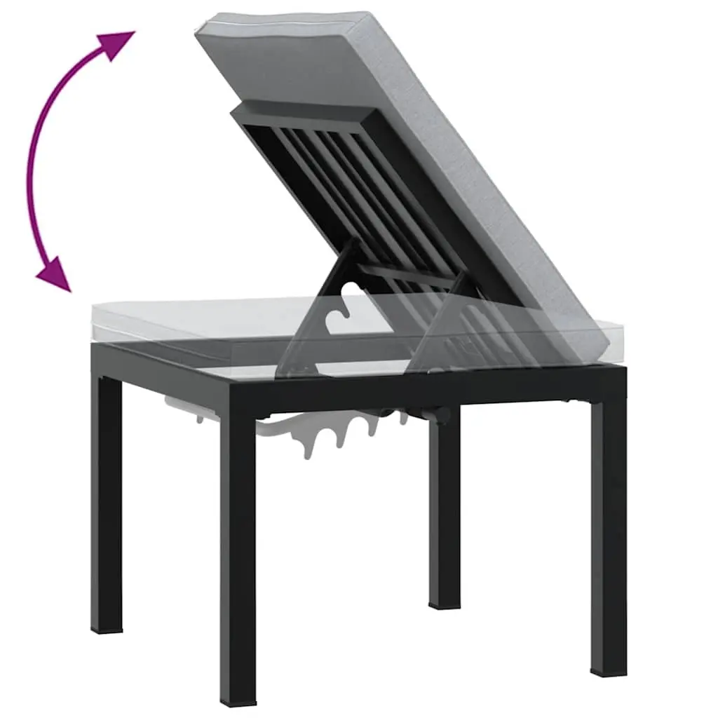 Garden Bench Set Powder-coated Steel Frame 3 Piece Outdoor Furniture Black