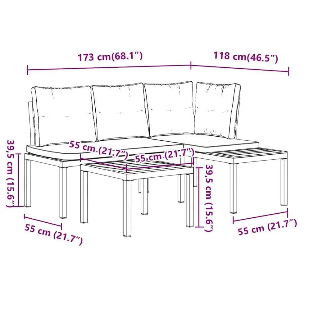 Outdoor Garden Bench Set with Cushions