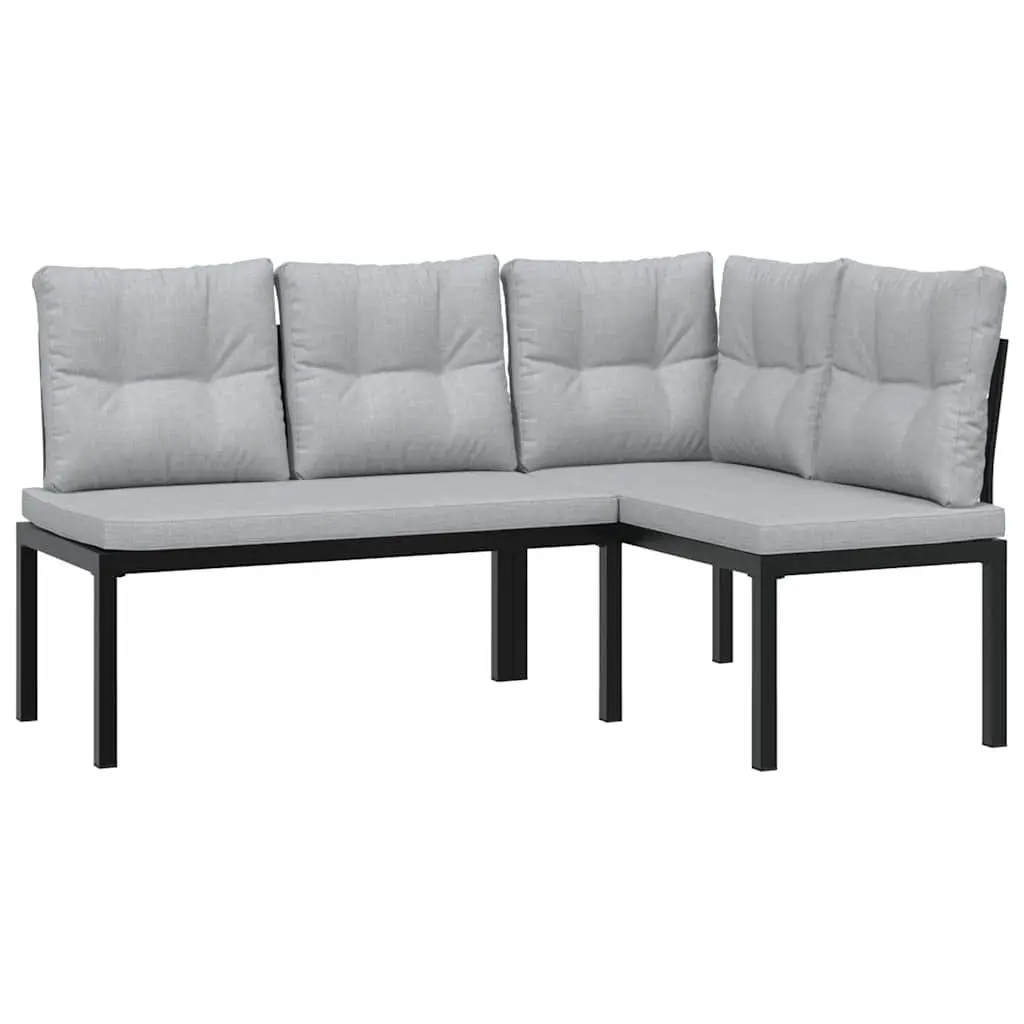 Patio Set Powder-coated Steel 3 Pieces Black Outdoor Furniture