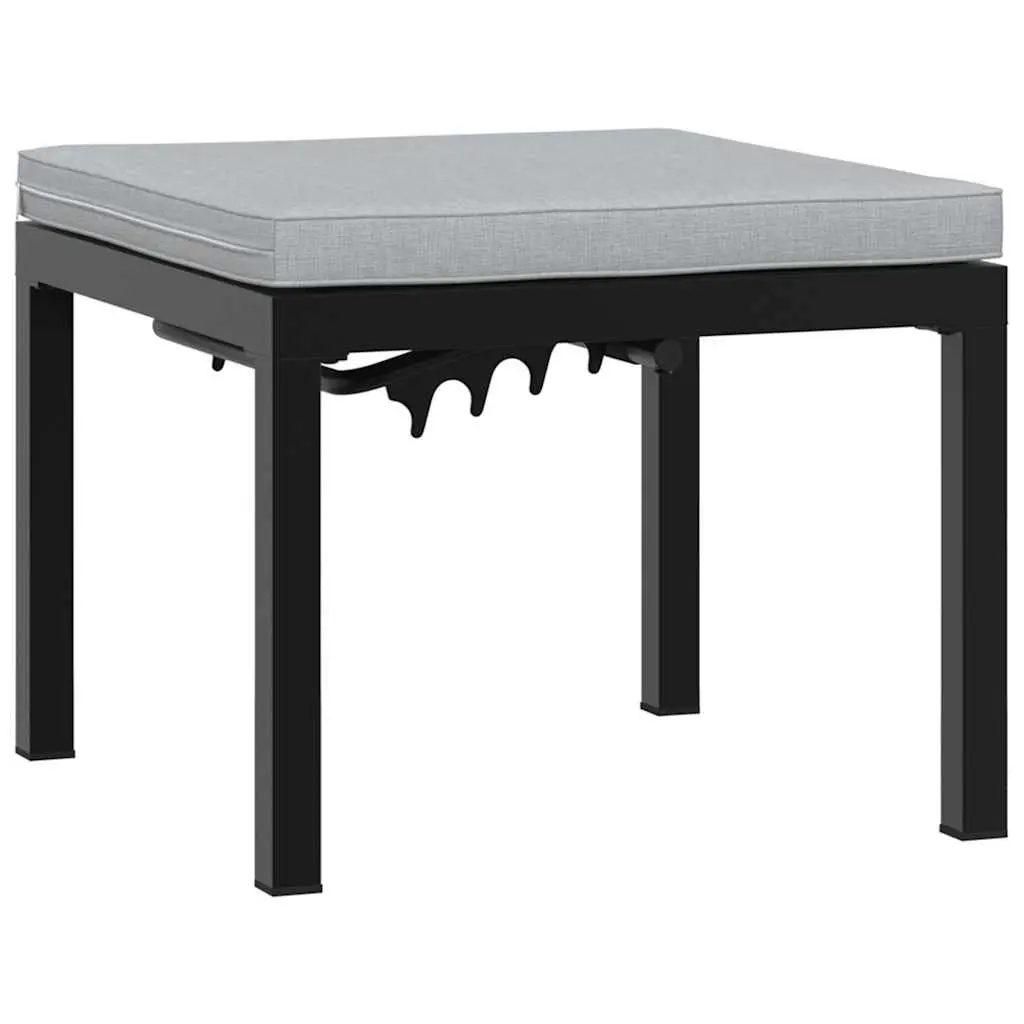 Garden Bench Set Powder-coated Steel 4 Pieces Black Outdoor Furniture with Cushions