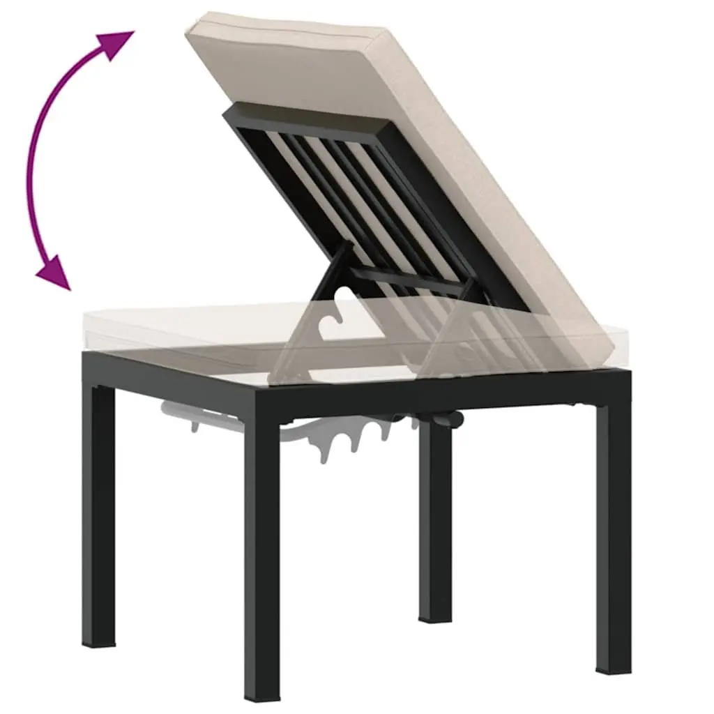 3-Piece Black Garden Bench Set with Cushions