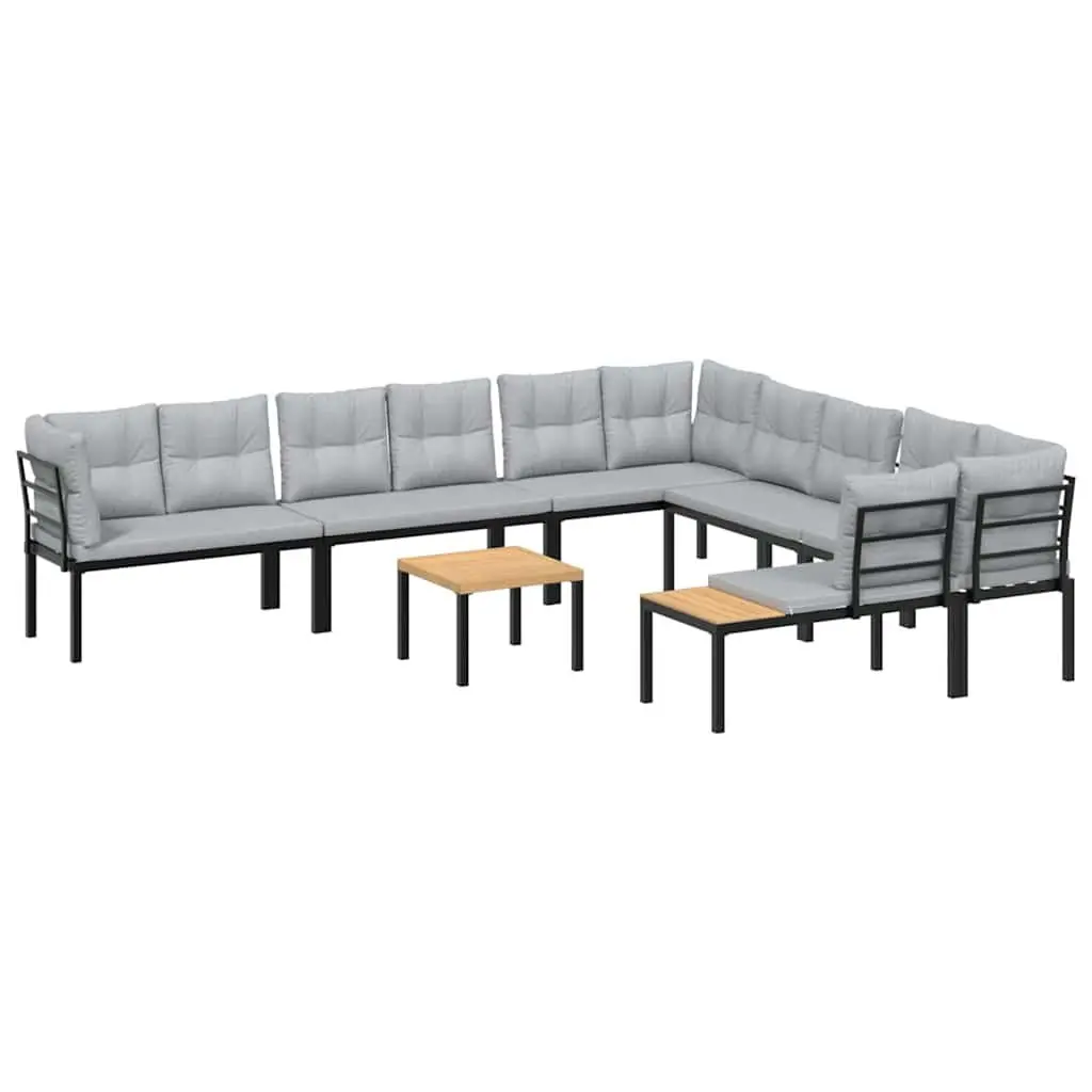 Garden Sofa Set Powder-coated Steel 7 Piece Black