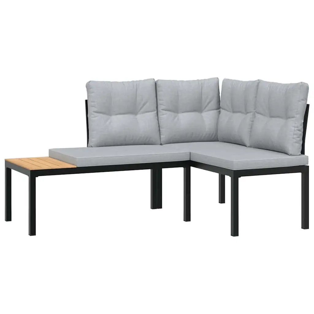 Garden Sofa Set Powder-coated Steel 7 Piece Black