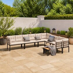 Premium 6-Piece Garden Sofa Set with Black Steel Frame