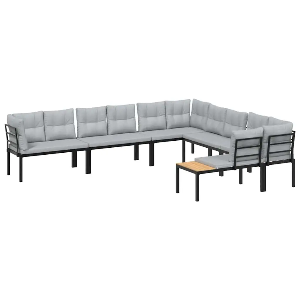 Garden Sofa Set Powder-coated Steel 6 Piece Light Grey