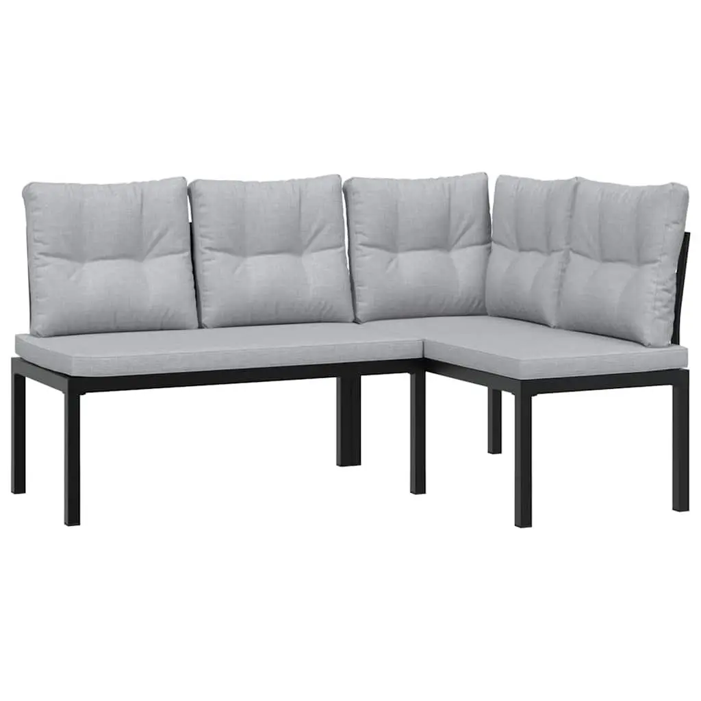 Garden Sofa Set Powder-coated Steel 6 Piece Light Grey