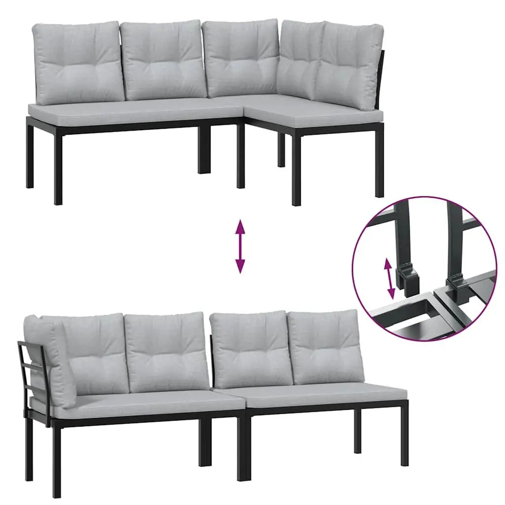 Garden Sofa Set Powder-coated Steel 6 Piece Light Grey