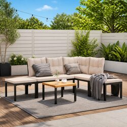 Durable 5-Piece Garden Sofa Set with Cushions in Taupe