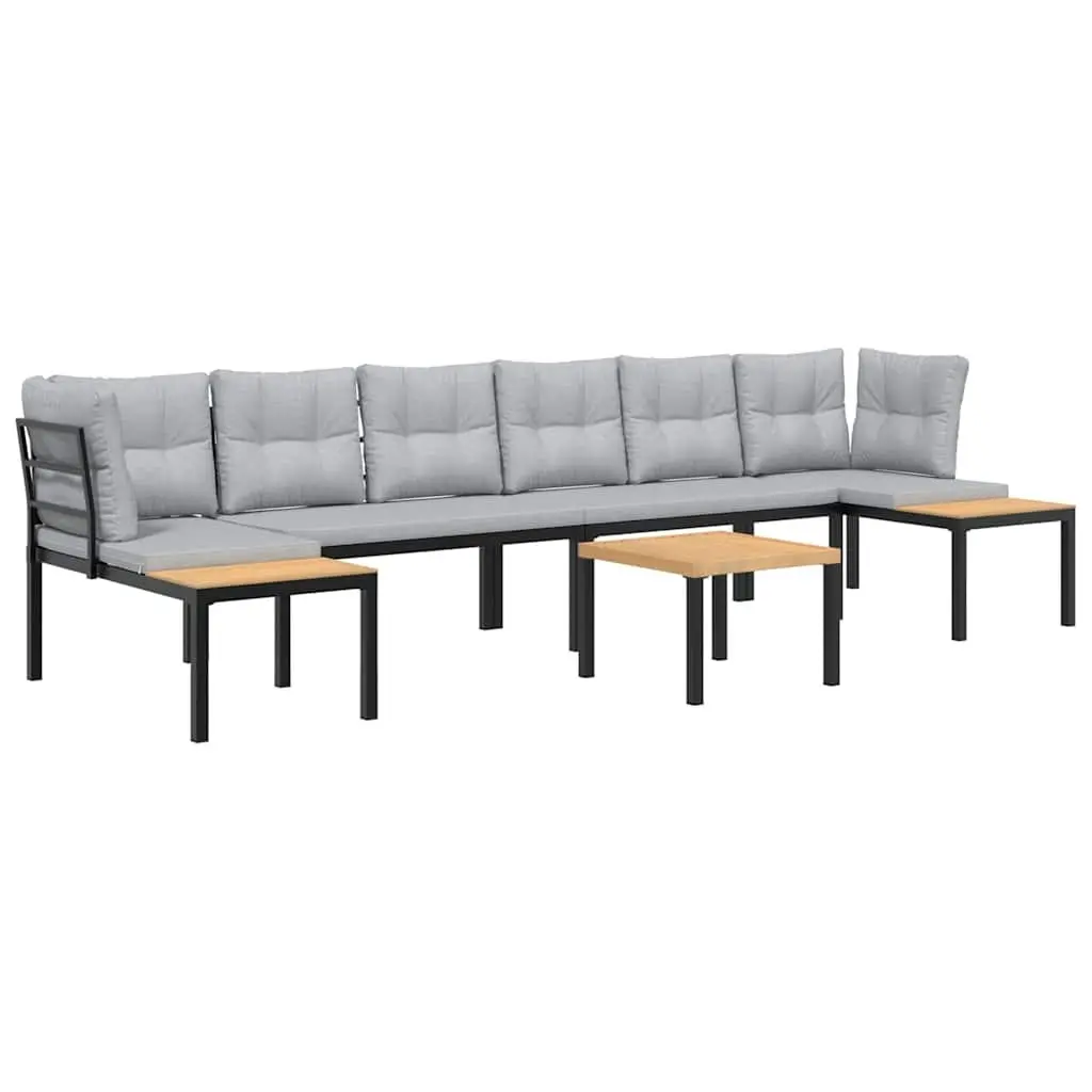 5 Piece Outdoor Sofa Set in Light Grey with Cushions