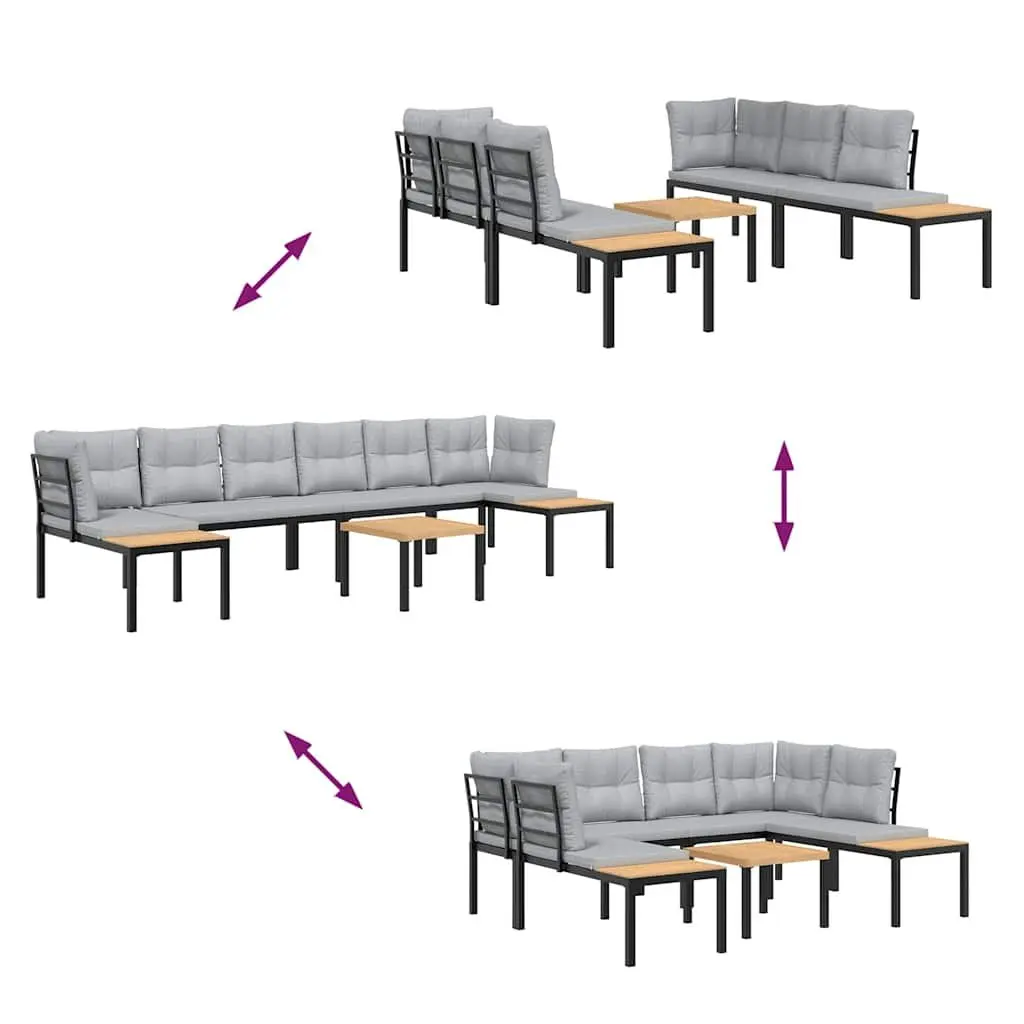 5 Piece Outdoor Sofa Set in Light Grey with Cushions