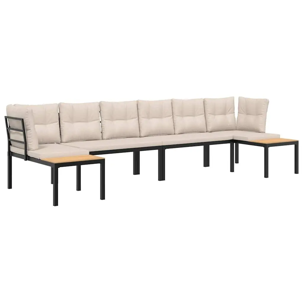 4 Piece Garden Sofa Set Powder-coated Steel Modular Taupe with Cushions and Side Table