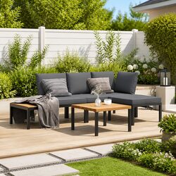 Durable 4 Piece Modular Garden Sofa Set for Outdoors