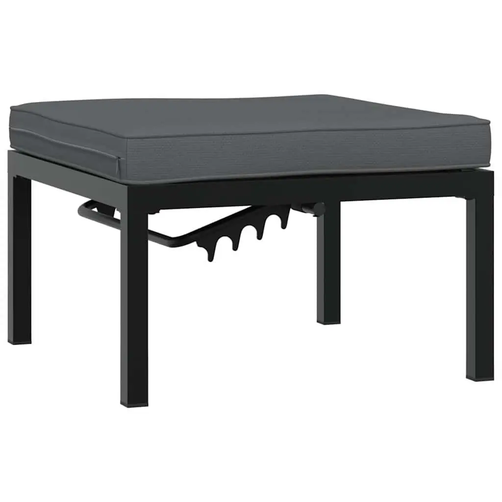 Garden Sofa Set Aluminium Black 4 Piece Modular Outdoor Furniture