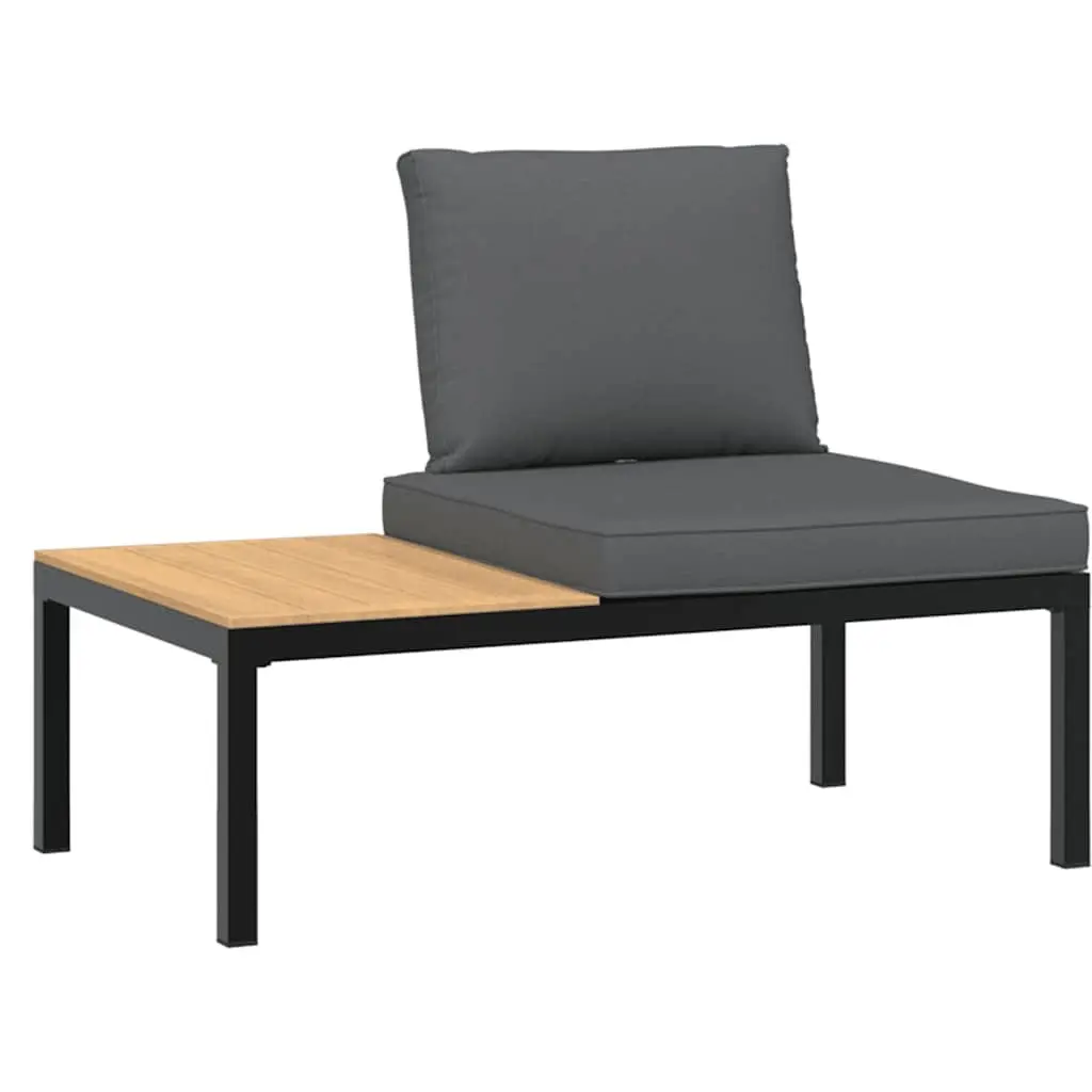Garden Sofa Set Aluminium Black 4 Piece Modular Outdoor Furniture