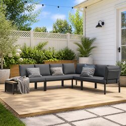 Durable 4 Piece Modular Outdoor Sofa Set in Black