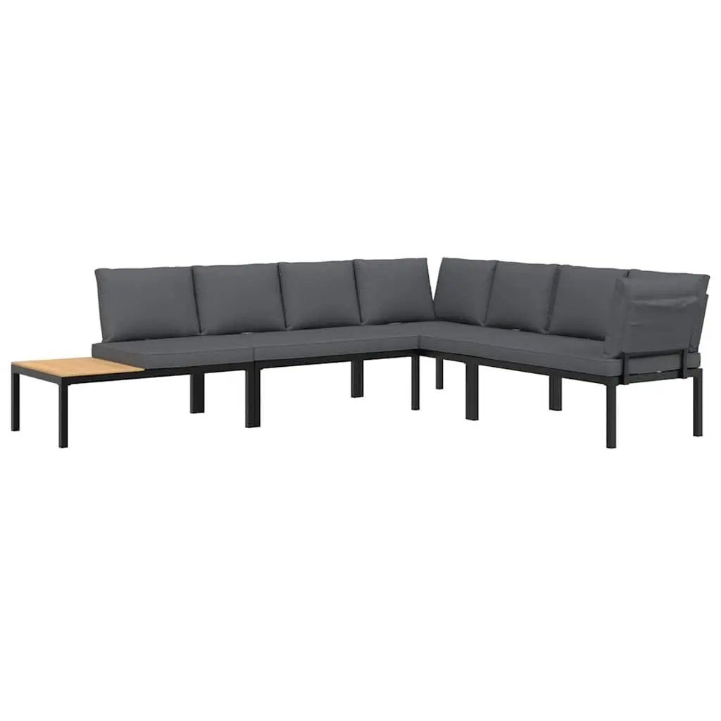 4 Piece Modular Garden Sofa Set Aluminium Black