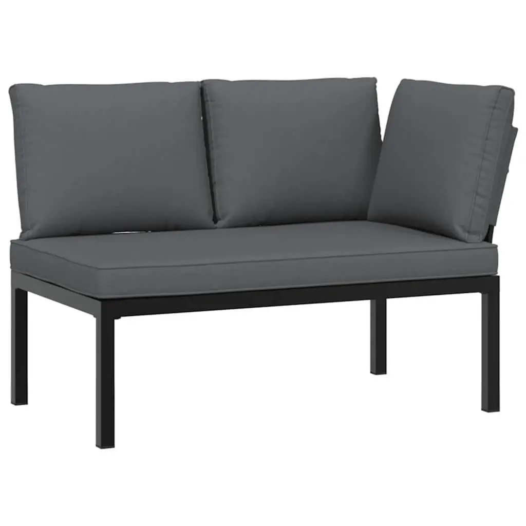 4 Piece Modular Garden Sofa Set Aluminium Black