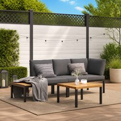 Sturdy 3 Piece Outdoor Garden Sofa Set with Cushions