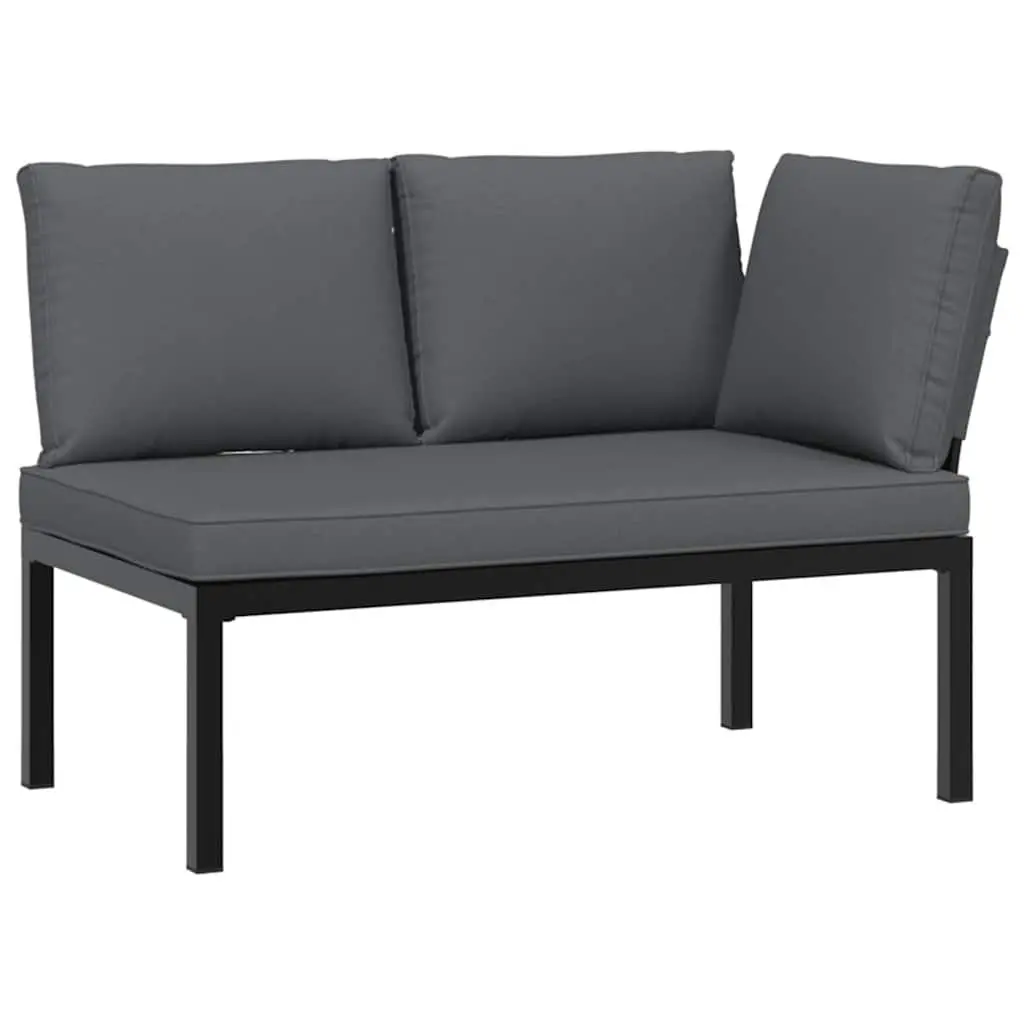 Garden Sofa Set Aluminium 2 Piece Modular Outdoor Furniture with Cushions Black
