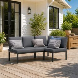 Premium Black Aluminium Garden Sofa Set for Outdoors
