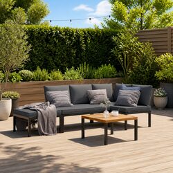 Durable 4 Piece Outdoor Garden Sofa Set with Cushions