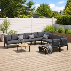 Durable 7 Piece Black Aluminium Outdoor Sofa Set
