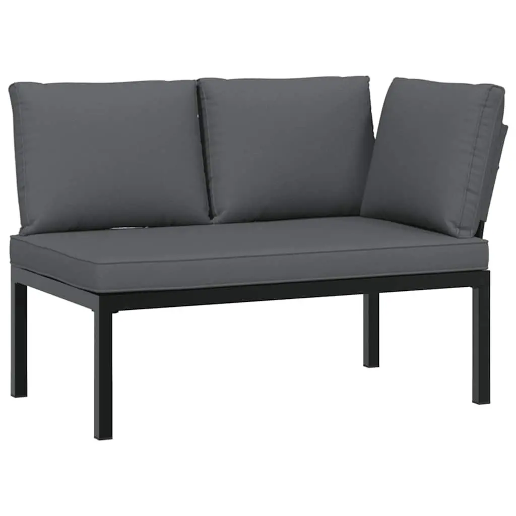 5 Piece Modular Garden Sofa Set Black Aluminium with Cushions