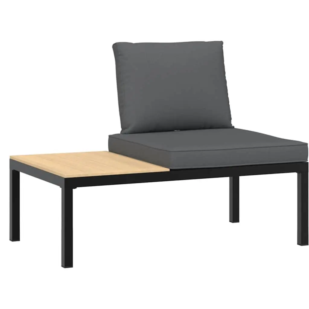 Modular Garden Sofa Set Aluminium 4 Piece Black