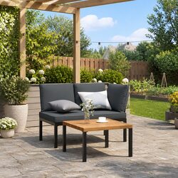Durable Black Aluminium Garden Sofa Set with Cushions