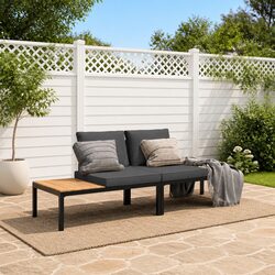 Garden Sofa Set 2 Piece Modular Outdoor Furniture with Cushions Black
