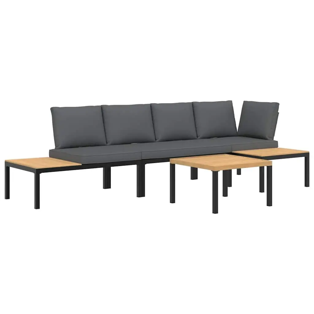 4 Piece Black Aluminium Outdoor Sofa Set