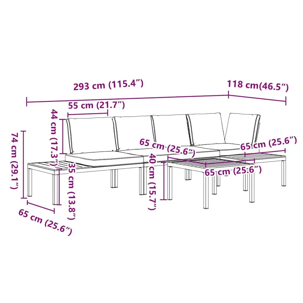4 Piece Black Aluminium Outdoor Sofa Set
