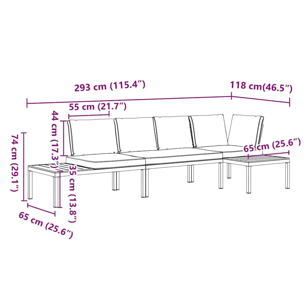 3-Piece Black Outdoor Sofa Set with Cushions