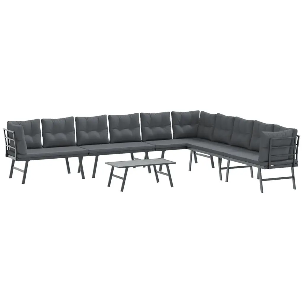 5-Piece Garden Bench Set with Cushions in Black