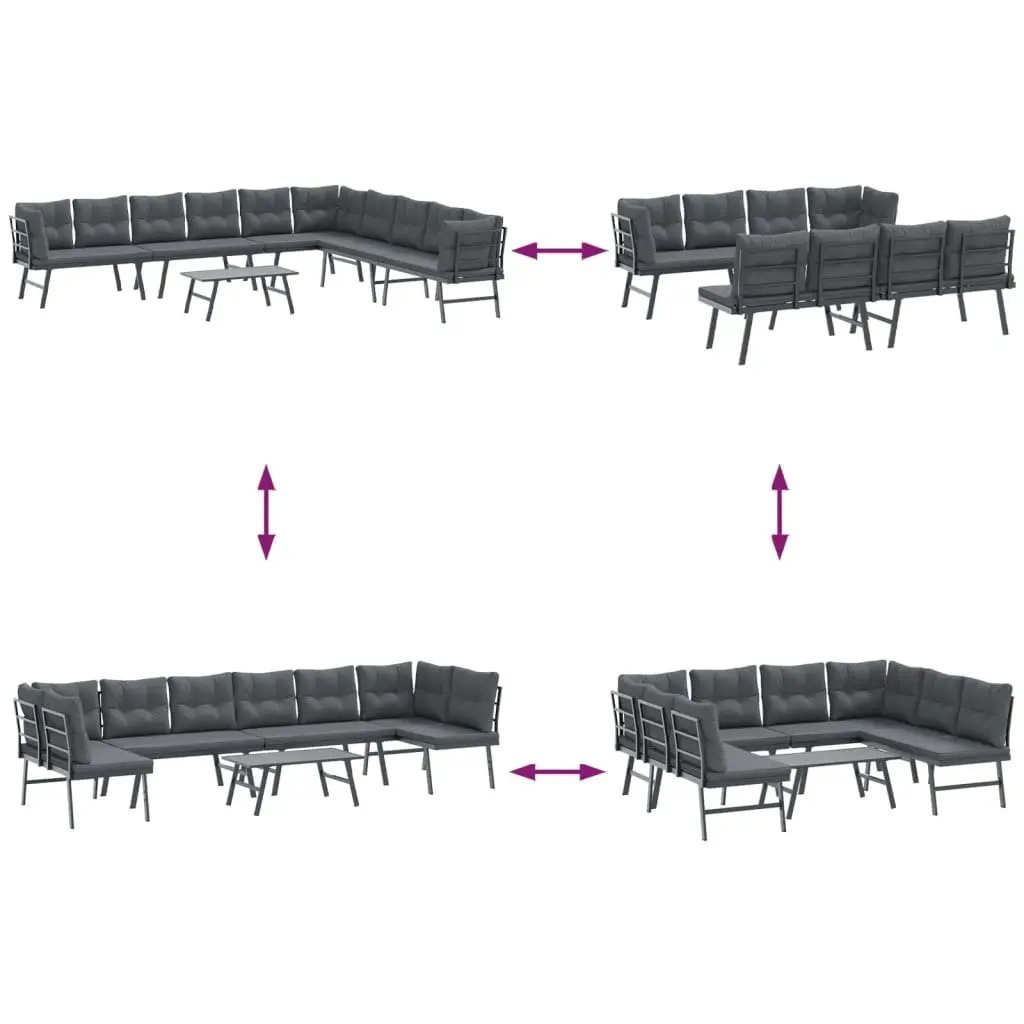 5-Piece Garden Bench Set with Cushions in Black