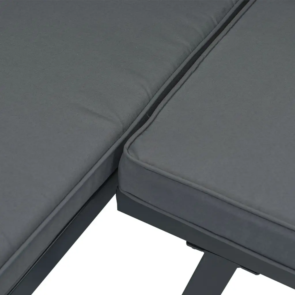 Garden Bench Set Powder-coated Steel 6 Piece Outdoor Patio Furniture Black