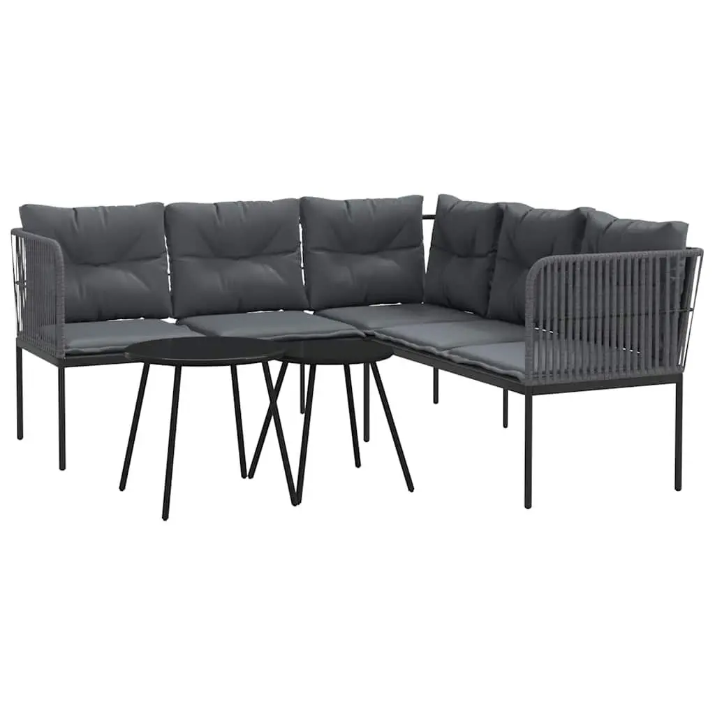 Garden Sofa Set Textilene Black Powder-coated Steel Frame Outdoor Patio