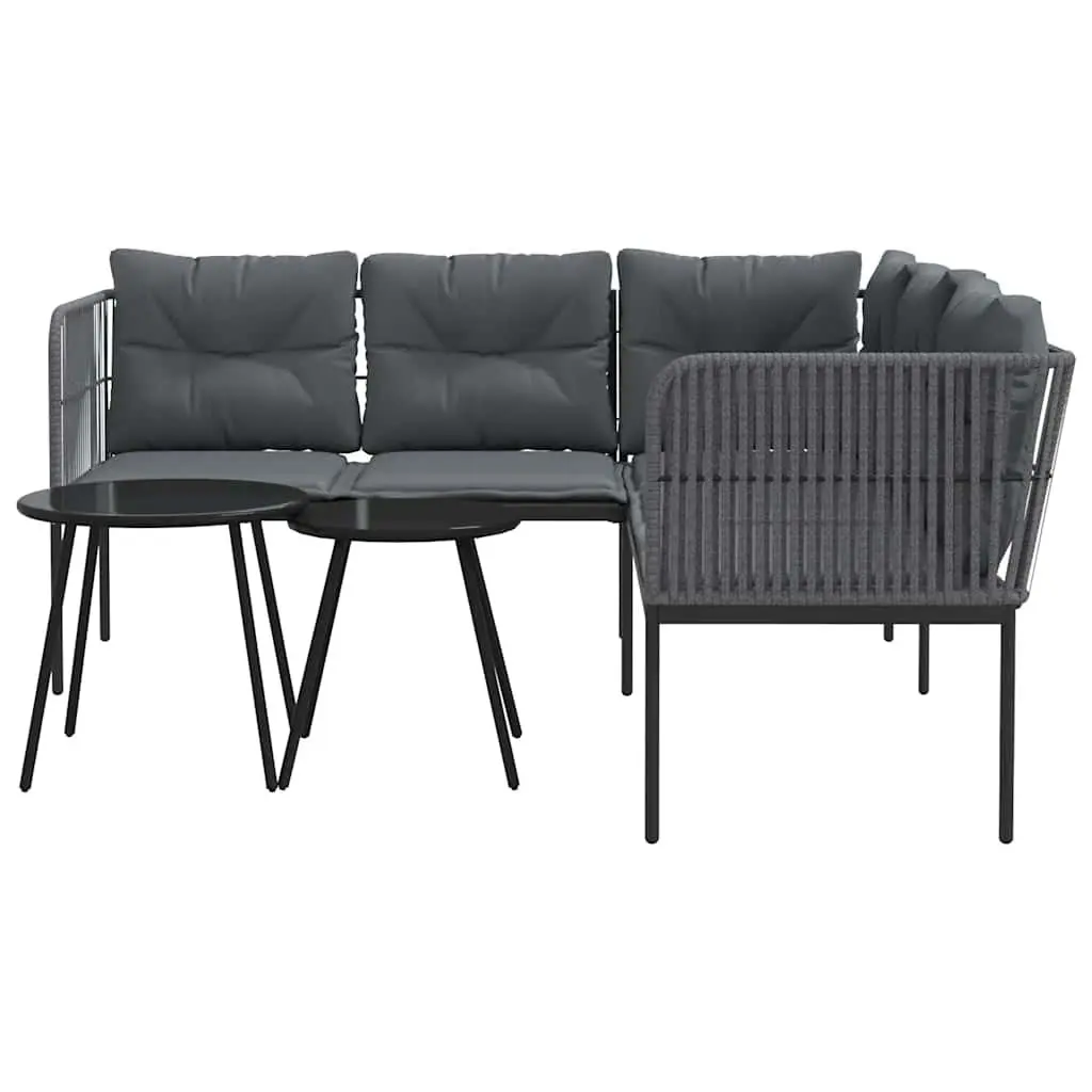 Garden Sofa Set Textilene Black Powder-coated Steel Frame Outdoor Patio