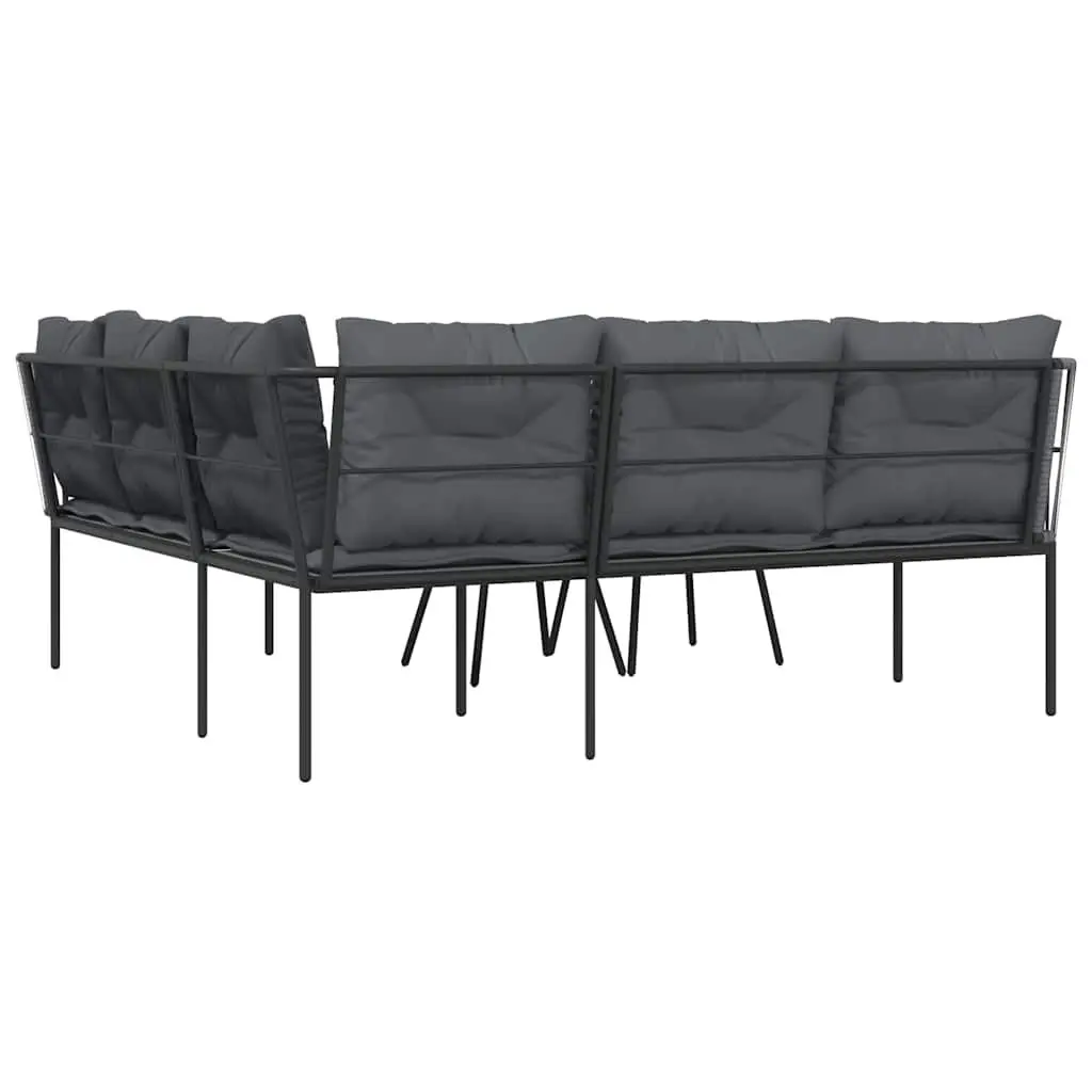 Garden Sofa Set Textilene Black Powder-coated Steel Frame Outdoor Patio
