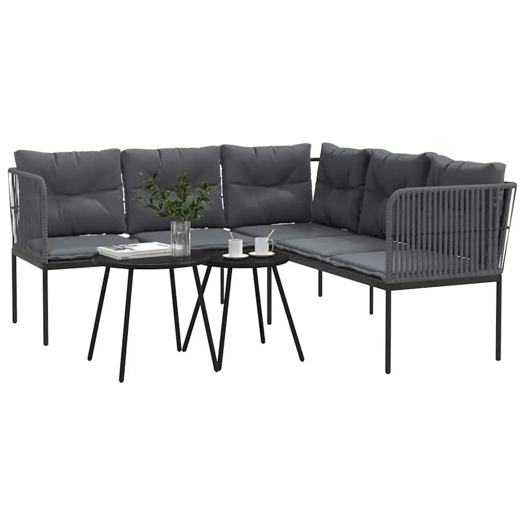 Garden Sofa Set Textilene Black Powder-coated Steel Frame Outdoor Patio