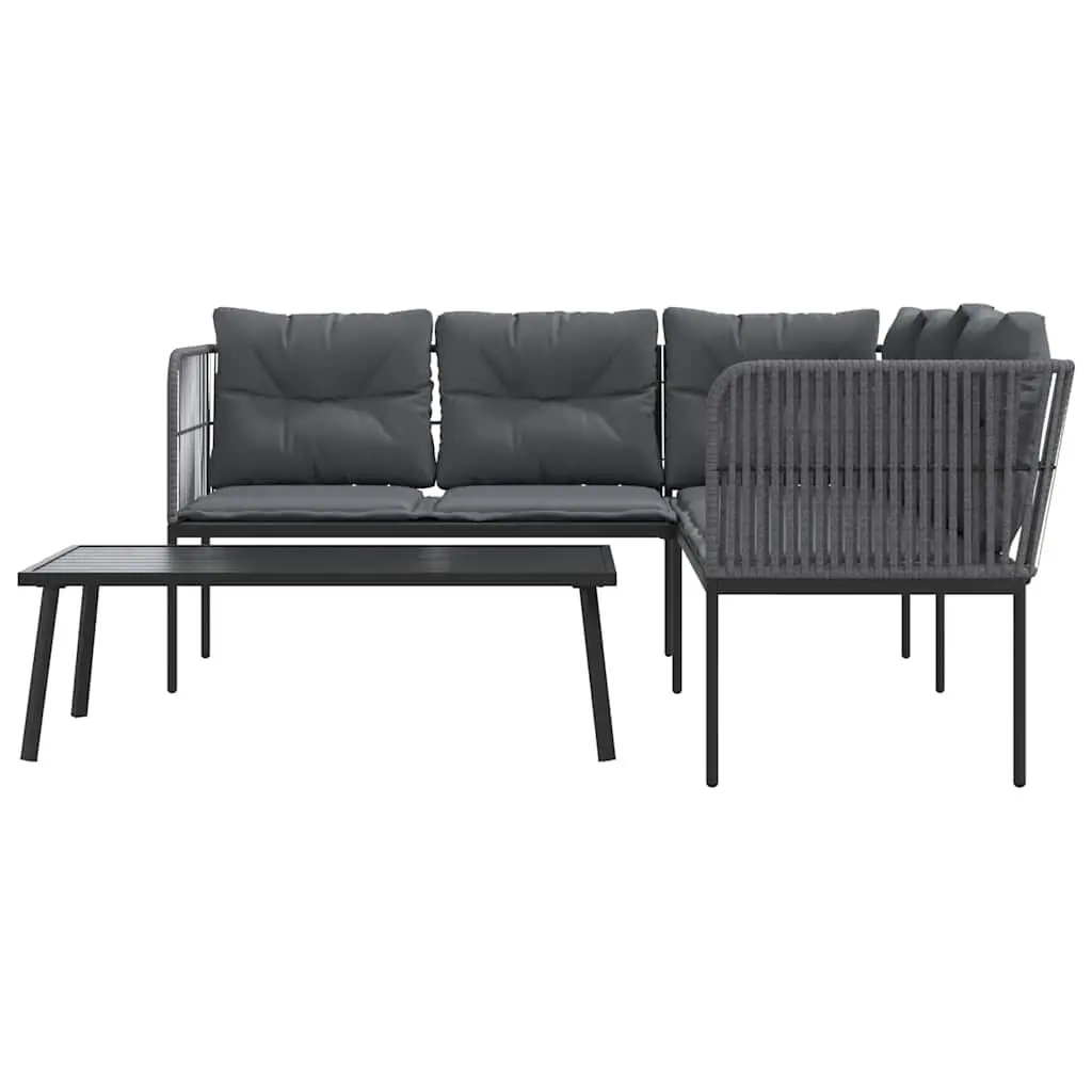 Garden Sofa Set Steel Textilene Black Outdoor Patio Furniture
