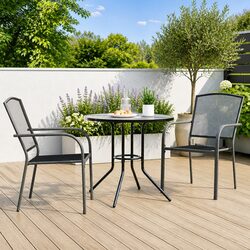 Durable Anthracite Garden Chair Set, 3-Piece