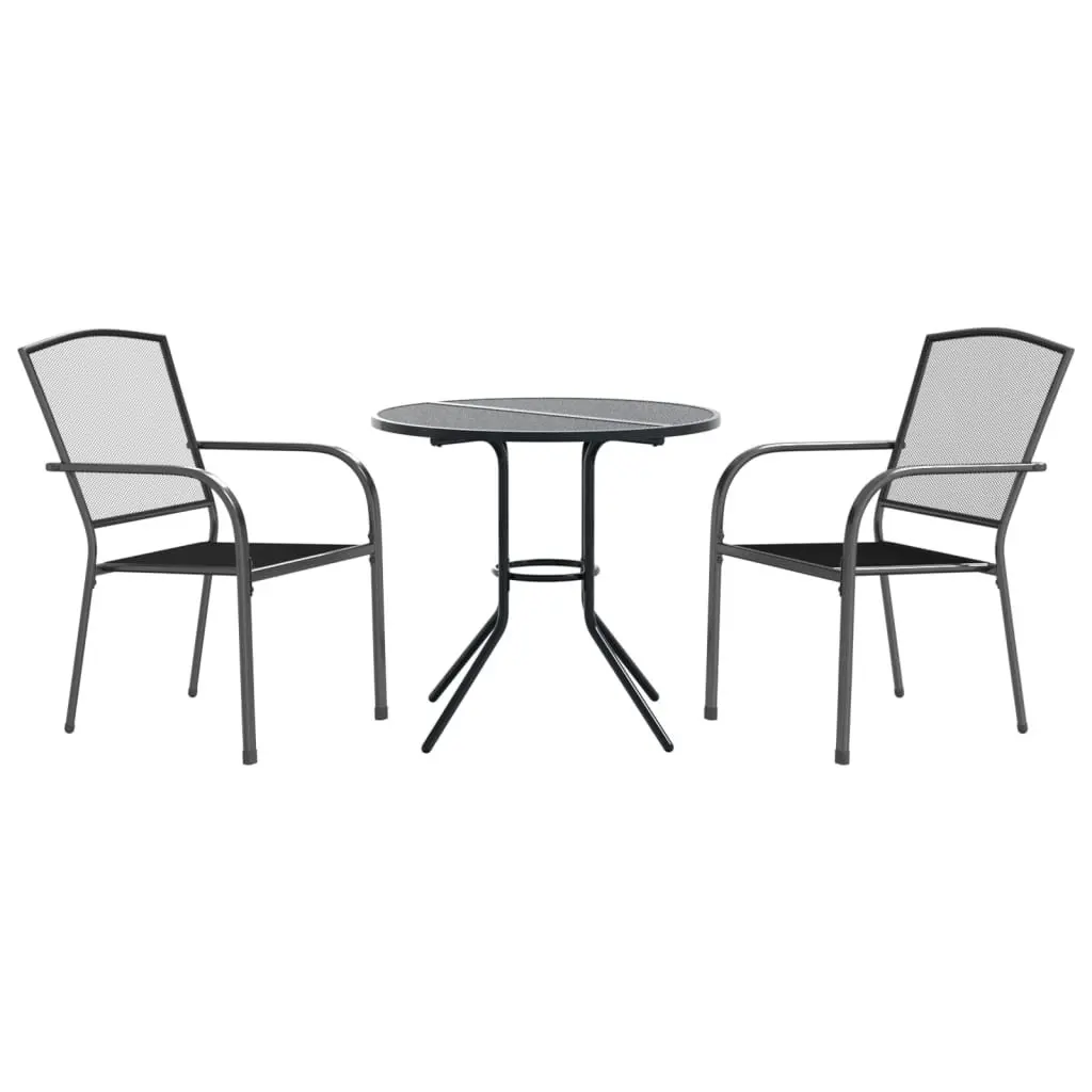 Anthracite Garden Chair Set, 3-Piece