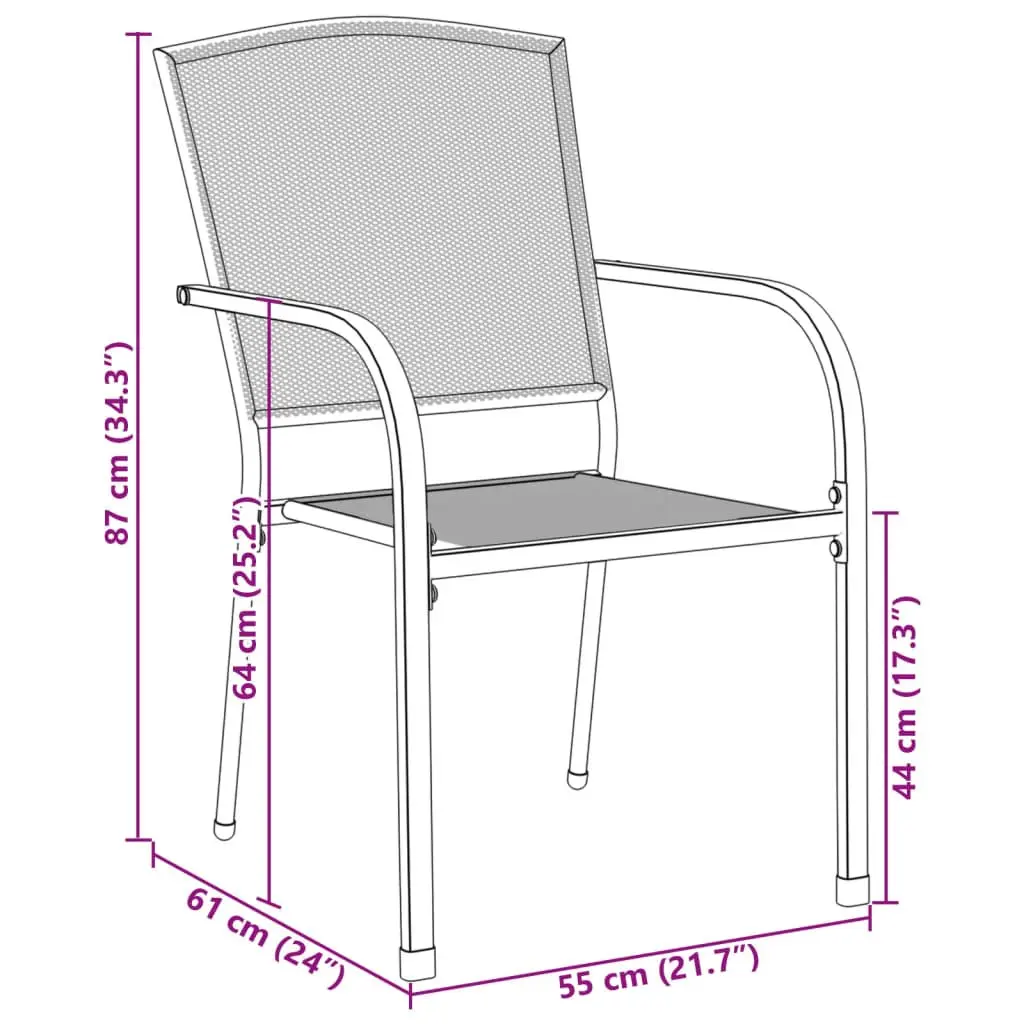 Anthracite Garden Chair Set, 3-Piece