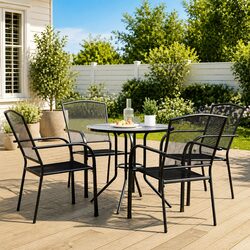 5 Piece Anthracite Stackable Garden Chair Set