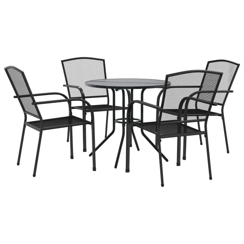 5 Piece Anthracite Stackable Garden Chair Set