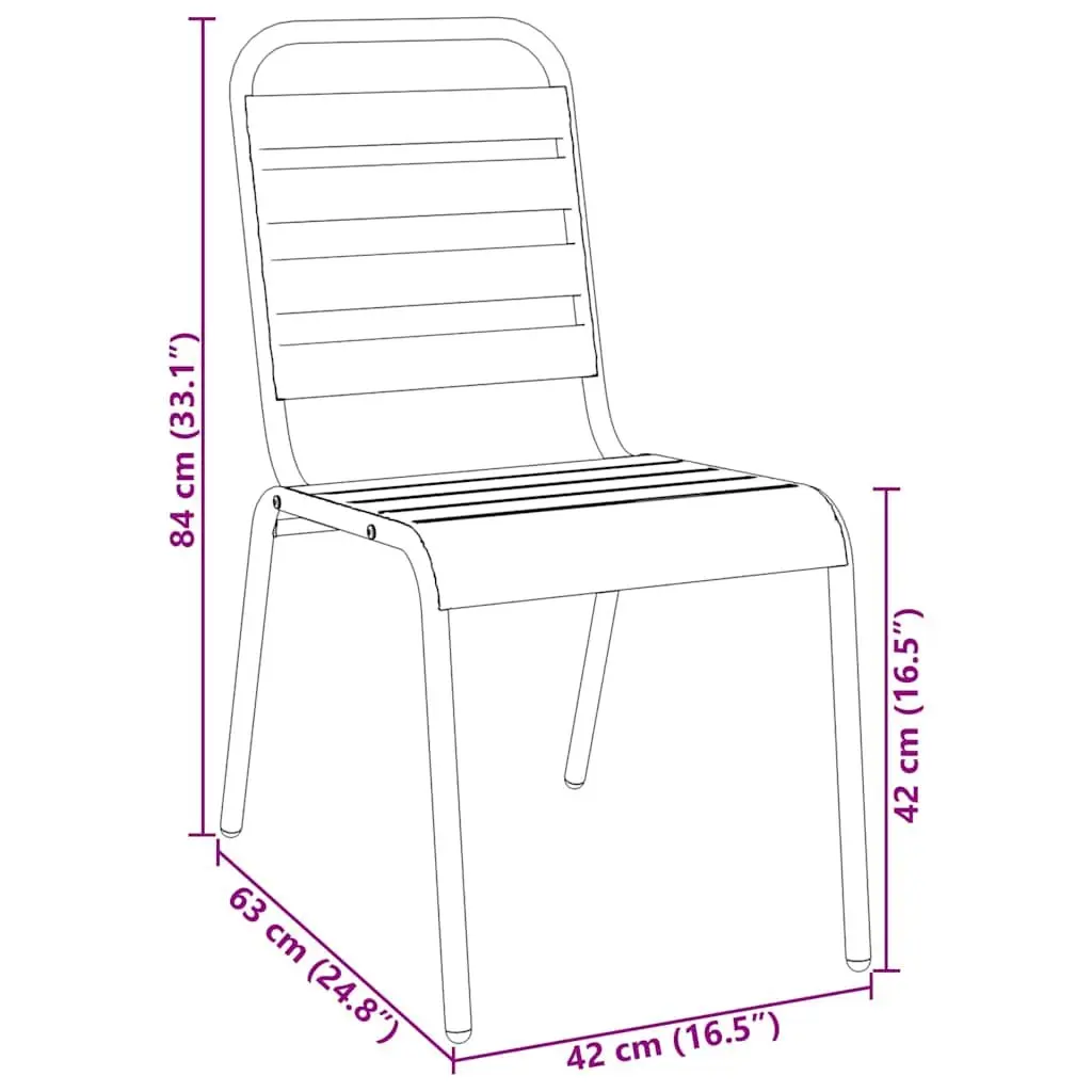 Stackable Garden Chair Set Powder-coated Steel Anthracite 5 Piece
