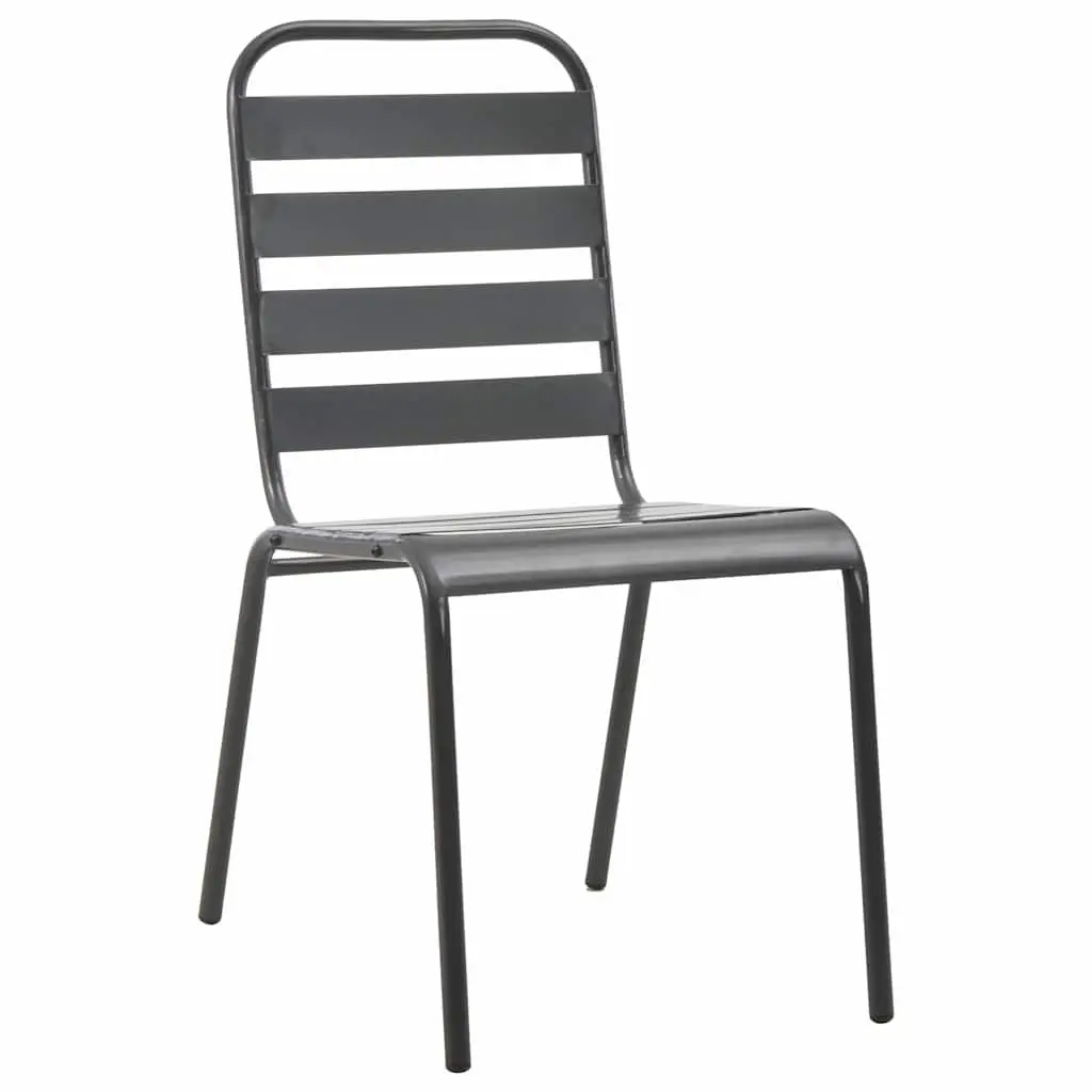 Stackable Garden Chair Set Powder-coated Steel Anthracite 5 Piece