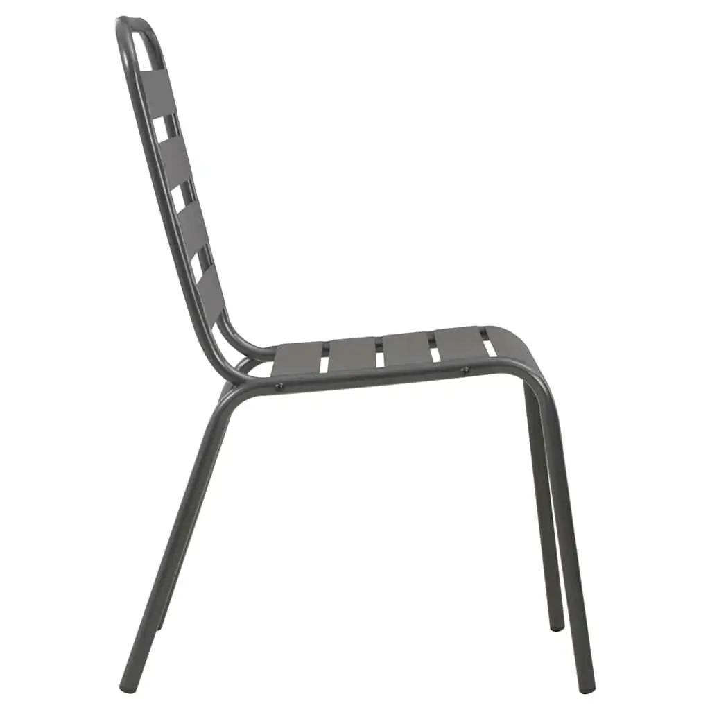 Stackable Garden Chair Set Powder-coated Steel Anthracite 5 Piece